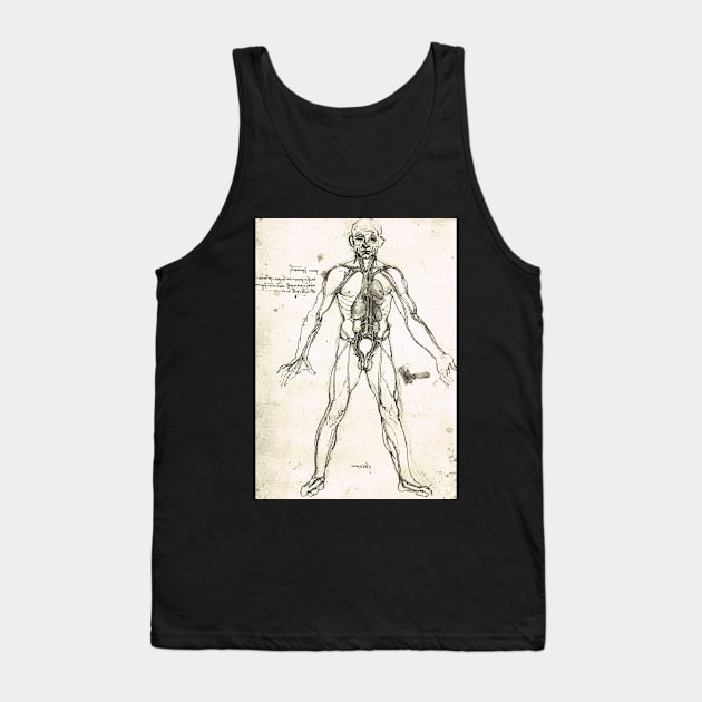 Anatomical figure of a man, to show the heart, lungs and main arteries.  Drawn by Leonardo Da Vinci, circa 1504-06 Tank Top by artfromthepast